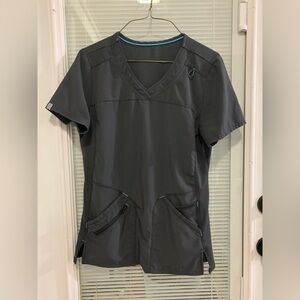 Gray V-Neck Scrub Top. Ladies Sz small gray scrub top